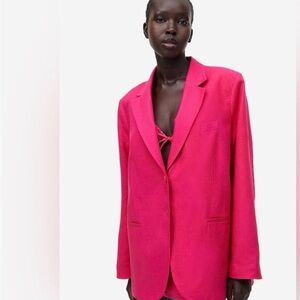 NWT oversized H&M linen-blend Fuchsia Women's Blazer